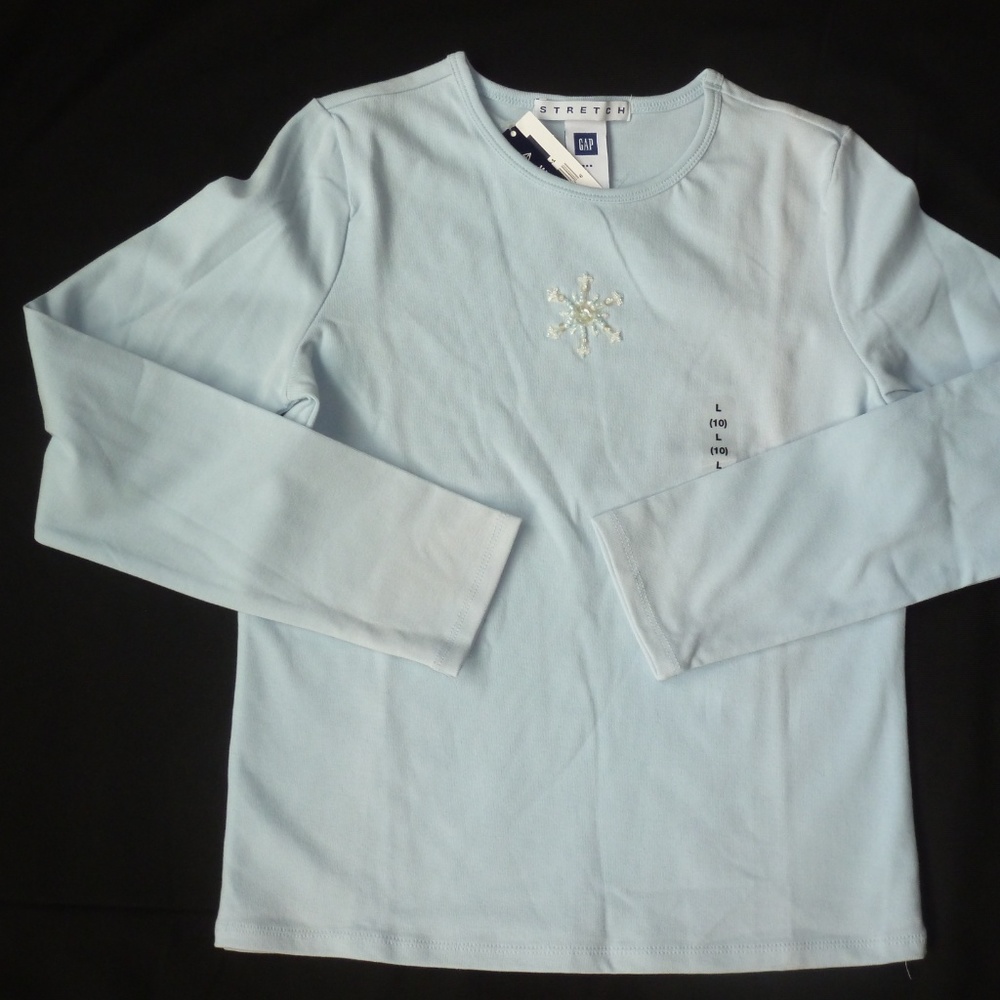 Gap ice blue snowflake top NWT L (10)